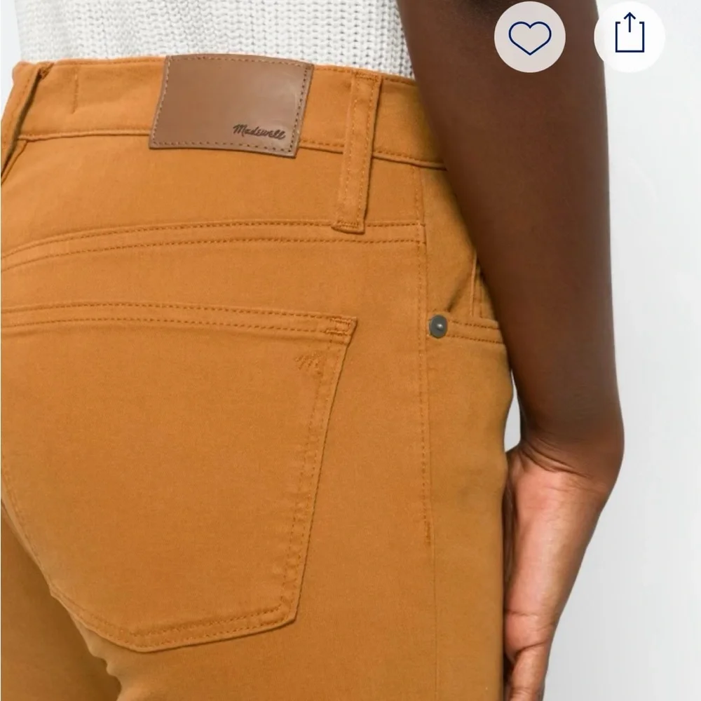 Madewell 9” Button Fly High Rise Garmet-Dyed Mustard Skinny Jeans - Picture 4 of 5